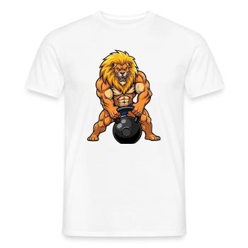 Löwe König Fitness Kettlebell Workout Kraft - T-shirt homme - blanc - Devant - AI Model Male 178 dark (178cm)