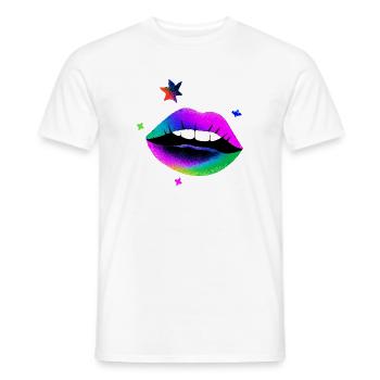 Rainbow Lips Pop Art Neon - Men's T-Shirt - white - Front - AI Model Male 178 dark (178cm)