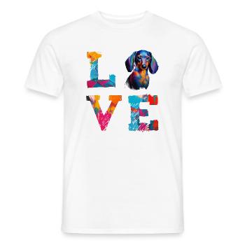 Watercolor Dachshund Love Dog Art – Weiner Dog Dad - Men's T-Shirt - white - Front - AI Model Male 178 dark (178cm)