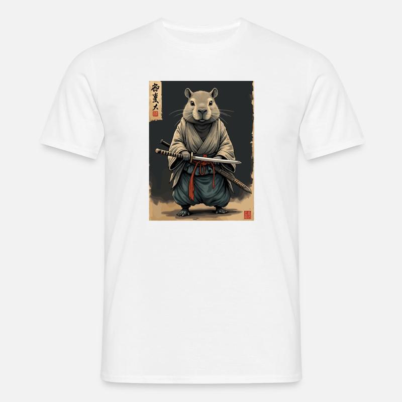 Cappibara-Samurai mit Katana - Männer T-Shirt - Weiß
