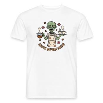Zombie Barista Mort Avant Décaféiné - T-shirt homme - blanc - Devant - AI Model Male 178 dark (178cm)