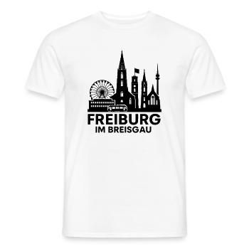 Freiburg im Breisgau Wahrzeichen Stadt Silhouette - Männer T-Shirt - Weiß - Vorne - AI Model Male 178 dark (178cm)