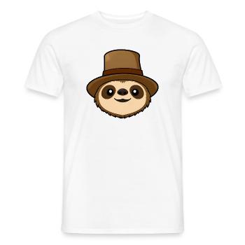 Hat-wearing sloth cartoon - Men's T-Shirt - white - Front - AI Model Male 178 dark (178cm)