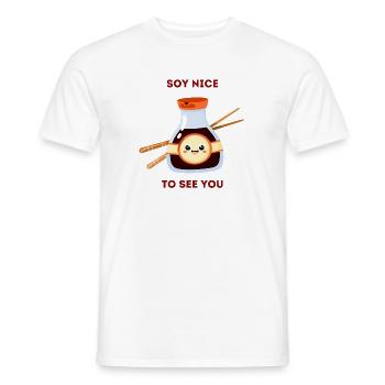 Soy Nice to See You Cute Food Pun - Men's T-Shirt - white - Front - AI Model Male 178 dark (178cm)