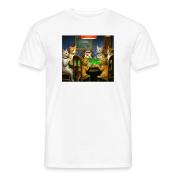 Cats Smoking Cigarettes Memes Cats Playing Poke - Men's T-Shirt - white - Front - AI Model Male 178 dark (178cm)