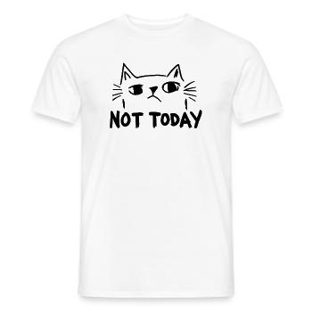 Not Today – Black and White Cat in Cool Vintage St - Men's T-Shirt - white - Front - AI Model Male 178 dark (178cm)