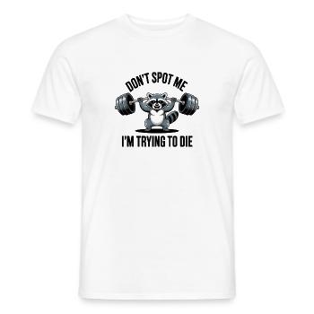 Ne me repère pas, j’essaie de mourir - Gym Raccoon - T-shirt homme - blanc - Devant - AI Model Male 178 dark (178cm)