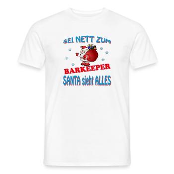 SANTA BARKEEPER - Männer T-Shirt - Weiß - Vorne - AI Model Male 178 dark (178cm)