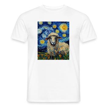 Mouton style Van Gogh Nuit étoilée - T-shirt homme - blanc - Devant - AI Model Male 178 dark (178cm)