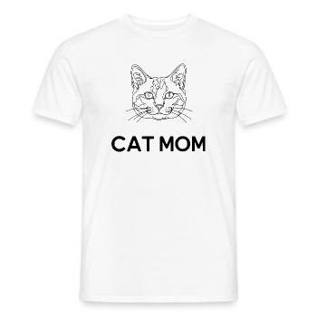 Cat Mom – Minimalist Cat Line Art - Men's T-Shirt - white - Front - AI Model Male 178 dark (178cm)