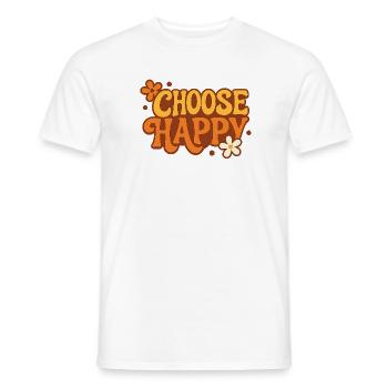 Choisissez le bonheur Choisissez la police de caractères au design rétro - T-shirt homme - blanc - Devant - AI Model Male 178 dark (178cm)
