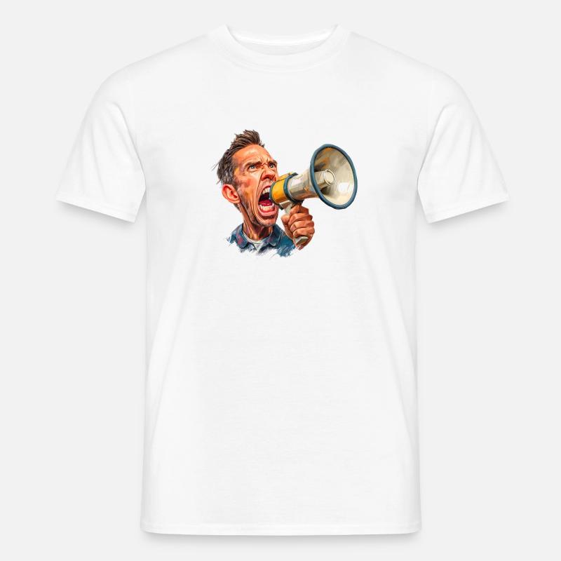 Megafon Ausbruch vom Schiri oder Marktschreier - Männer T-Shirt - Weiß