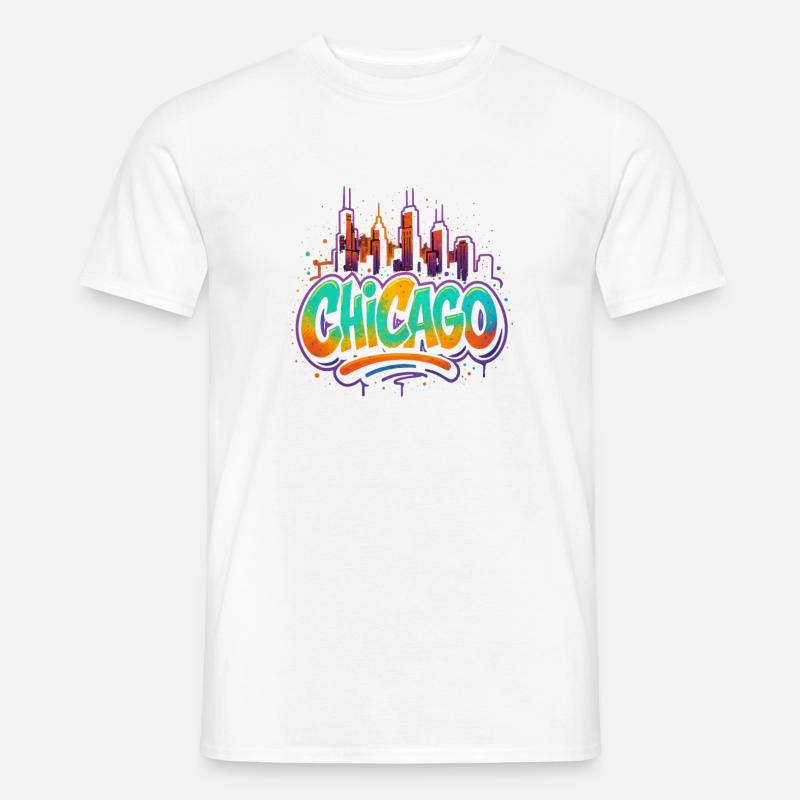 Chicago Graffiti Skyline - Männer T-Shirt - Weiß