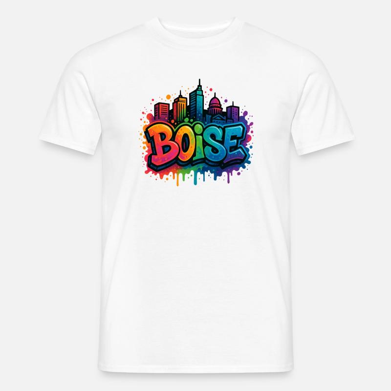 Skyline de graffitis de Boise - T-shirt homme - blanc