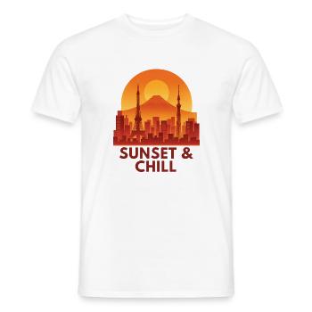 Sunset City Tranquility - Men's T-Shirt - white - Front - AI Model Male 178 dark (178cm)