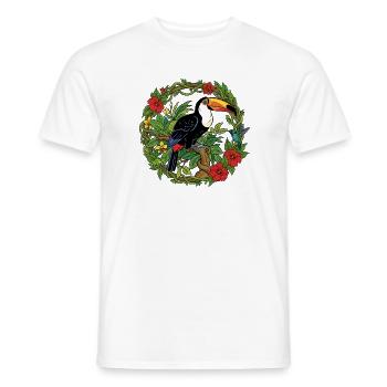 Tropischer Toukan im Blumenkreis - Männer T-Shirt - Weiß - Vorne - AI Model Male 178 dark (178cm)