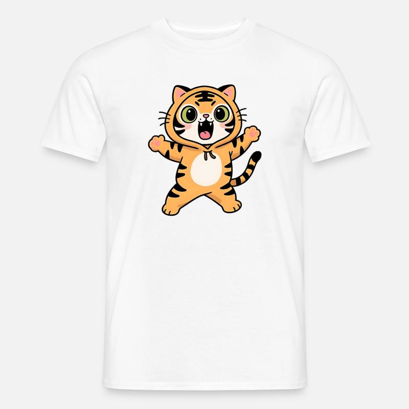 Roaring Tiger Kawaii Kinder Kapuzenpullover - Männer T-Shirt - Weiß