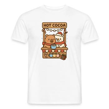 Capybara et bonhomme de neige au stand de cacao - T-shirt homme - blanc - Devant - AI Model Male 178 dark (178cm)