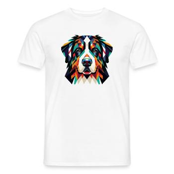 Geometric prism dog – Colored face - Men's T-Shirt - white - Front - AI Model Male 178 dark (178cm)