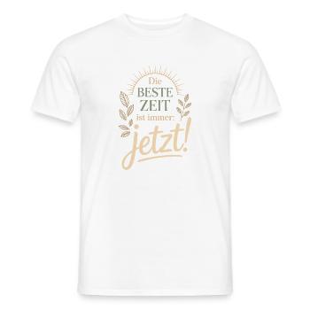 The best time is always live now Carpe Diem - Men's T-Shirt - white - Front - AI Model Male 178 dark (178cm)