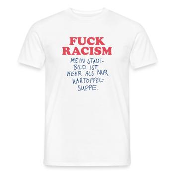 My cityscape is not potato soup - Men's T-Shirt - white - Front - AI Model Male 178 dark (178cm)