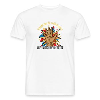 Popart Hand mit Explosionsspruch, Oxymoron - Männer T-Shirt - Weiß - Vorne - AI Model Male 178 dark (178cm)