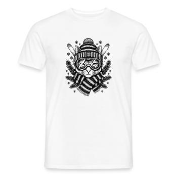 Skifahren Katze Berg Winter Kunst - Männer T-Shirt - Weiß - Vorne - AI Model Male 178 dark (178cm)