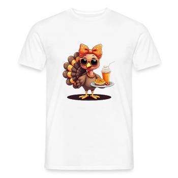 Dinde de Thanksgiving avec lunettes de soleil - T-shirt homme - blanc - Devant - AI Model Male 178 dark (178cm)