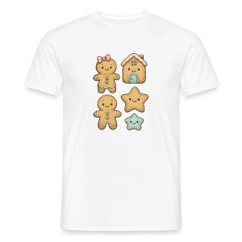 Fun and colorful gingerbread characters - Men's T-Shirt - white - Front - AI Model Male 178 dark (178cm)