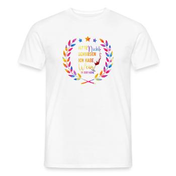 Wine in your hand – please don't push - Men's T-Shirt - white - Front - AI Model Male 178 dark (178cm)