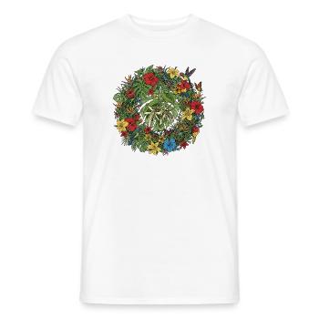 Tropical flower wreath with birds - Men's T-Shirt - white - Front - AI Model Male 178 dark (178cm)