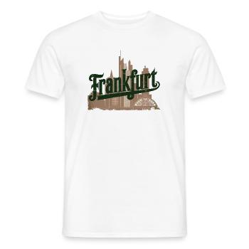 Silhouette de la ligne d’horizon de Francfort avec historique et - T-shirt homme - blanc - Devant - AI Model Male 178 dark (178cm)