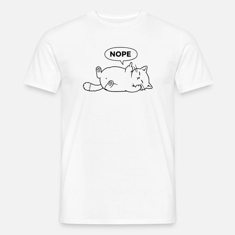 Nope Katze | Sarkastisches Katzen Statement - Männer T-Shirt - Weiß