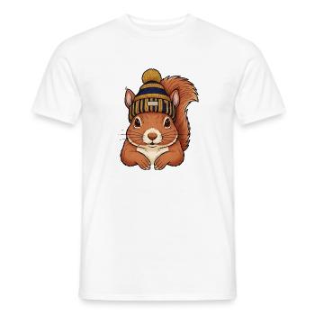 Eichhörnchen mit Mütze – Winter Outfit - Männer T-Shirt - Weiß - Vorne - AI Model Male 178 dark (178cm)