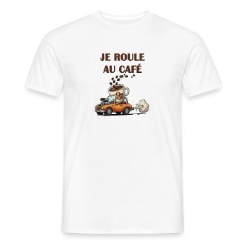 Ich fahre vor dem Cartoon-Autocafé - Männer T-Shirt - Weiß - Vorne - AI Model Male 178 dark (178cm)