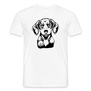 T-shirt chien teckel cadeau - T-shirt homme - blanc - Devant - AI Model Male 178 dark (178cm)