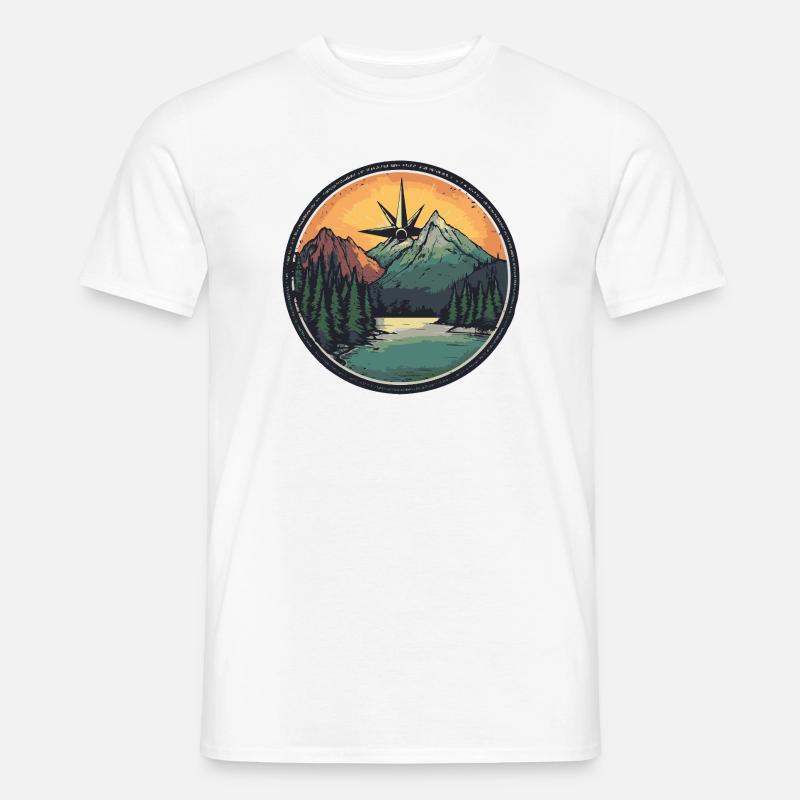 Berge Kompass - Männer T-Shirt - Weiß