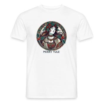 Yule Maiden Holly Circle - Men's T-Shirt - white - Front - AI Model Male 178 dark (178cm)