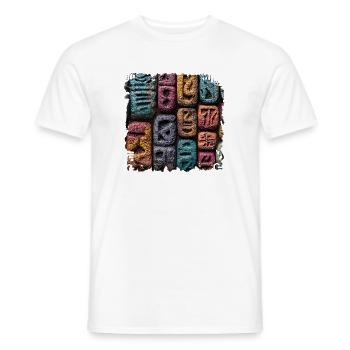 Bunte Steinbuchstaben Muster - Männer T-Shirt - Weiß - Vorne - AI Model Male 178 dark (178cm)