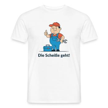 Reparaturheld im Blaumann. Endlich funktioniert es - Männer T-Shirt - Weiß - Vorne - AI Model Male 178 dark (178cm)
