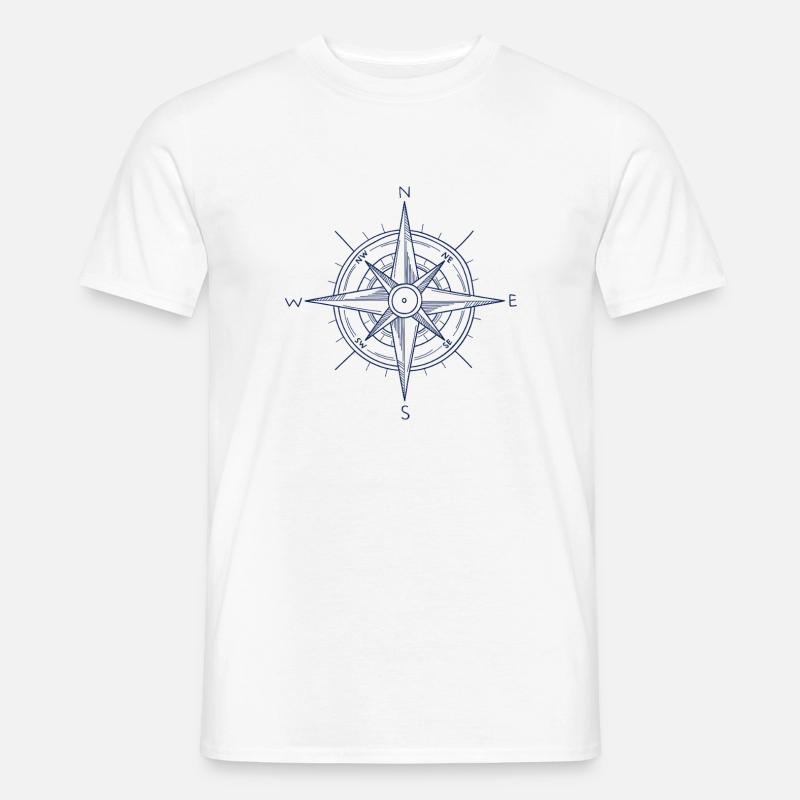 Nautic Design Blauer Kompass Nautisches Emblem - Männer T-Shirt - Weiß