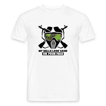 Funny Paintball Design – Aim with Style - Men's T-Shirt - white - Front - AI Model Male 178 dark (178cm)