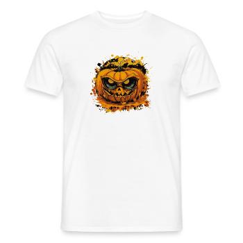 Grim Pumpkin Face in Color Splatter Style - Men's T-Shirt - white - Front - AI Model Male 178 dark (178cm)