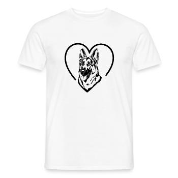 German Shepherd Illustration - Men's T-Shirt - white - Front - AI Model Male 178 dark (178cm)