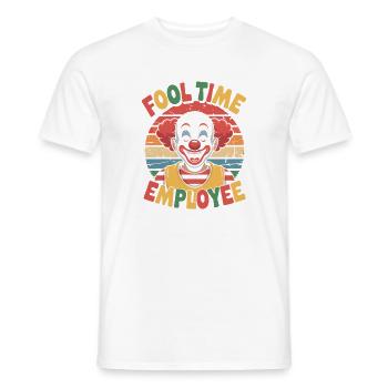 Fooltime Employee Clown Motif - Men's T-Shirt - white - Front - AI Model Male 178 dark (178cm)