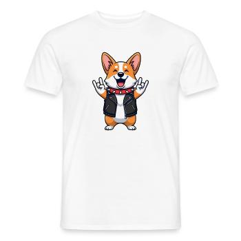 Rock Star Corgi - Men's T-Shirt - white - Front - AI Model Male 178 dark (178cm)
