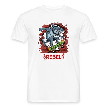 Rebellious shark on skateboard - Men's T-Shirt - white - Front - AI Model Male 178 dark (178cm)