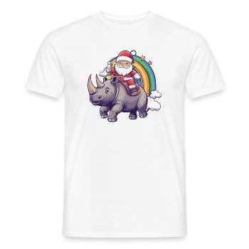 Rhino Santa Claus Christmas - Men's T-Shirt - white - Front - AI Model Male 178 dark (178cm)