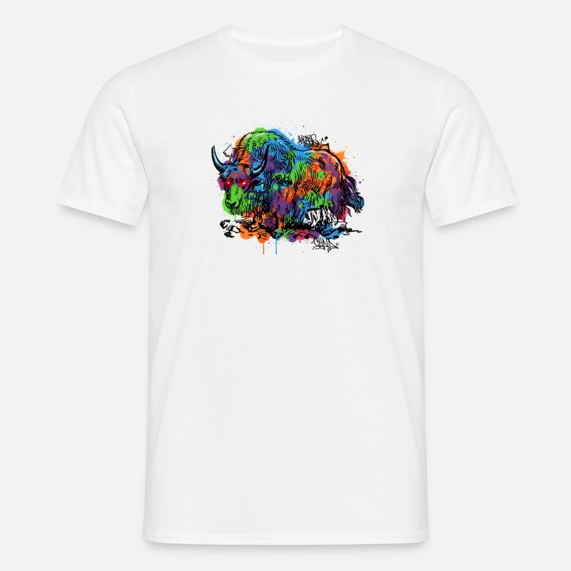 Rainbow Yak Graffiti Pattern - Men's T-Shirt - white
