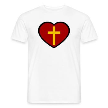 Croix et cœur - T-shirt homme - blanc - Devant - AI Model Male 178 dark (178cm)